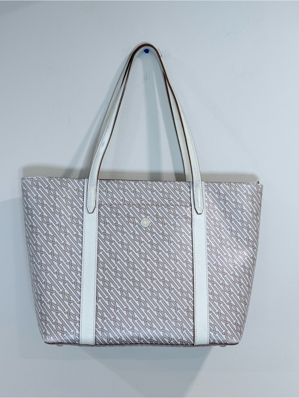 🔥Cole Haan Women's Patterned Tote Bag in Light Pink and White EUC🔥